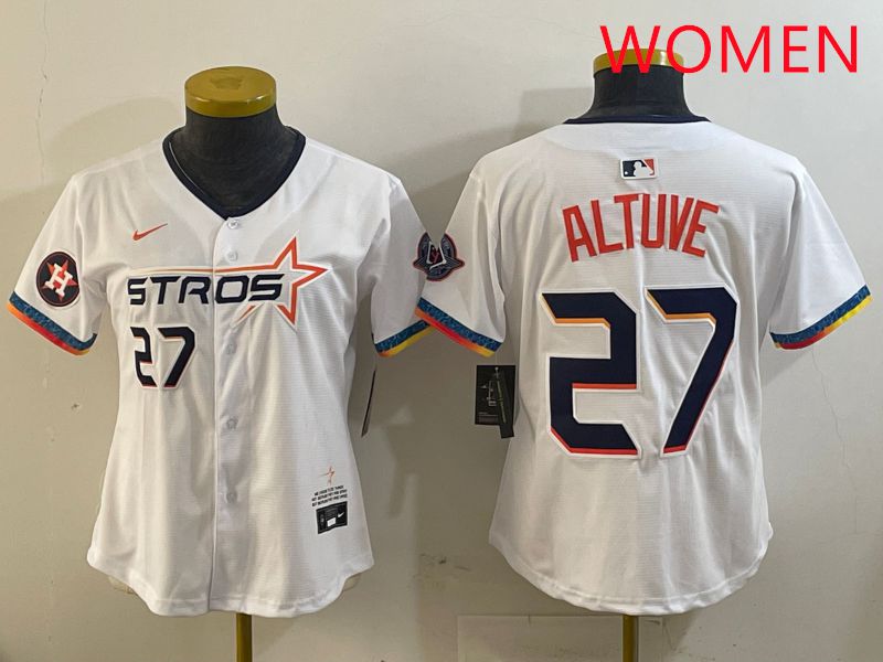 Women Houston Astros #27 Altuve White Fourth generation Joint Name 2025 Nike MLB Jersey style 9->women mlb jersey->Women Jersey